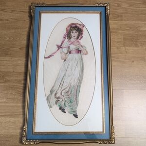 Vintage 1960s Petit Point Handmade Matted Framed 36x61cm VGC Original Owner